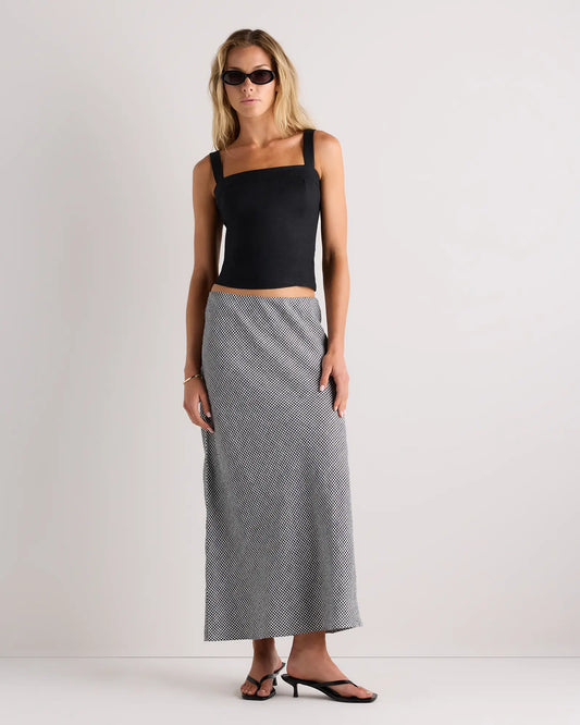 100% European Linen Midi Slip Skirt - US 6208