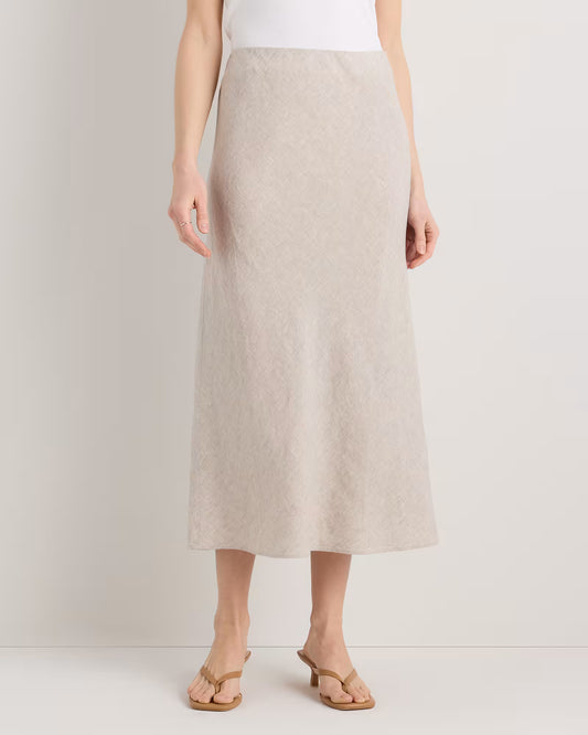 100% European Linen Midi Slip Skirt - US 6732