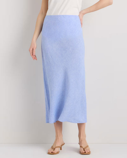 100% European Linen Midi Slip Skirt - US 6551
