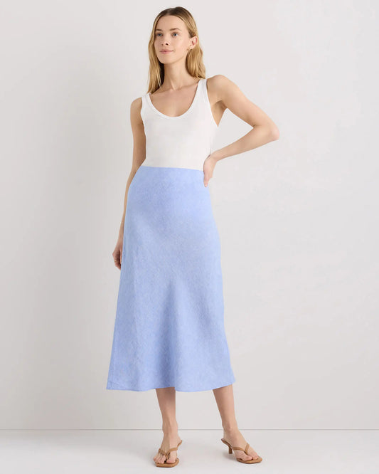 100% European Linen Midi Slip Skirt - US 6551