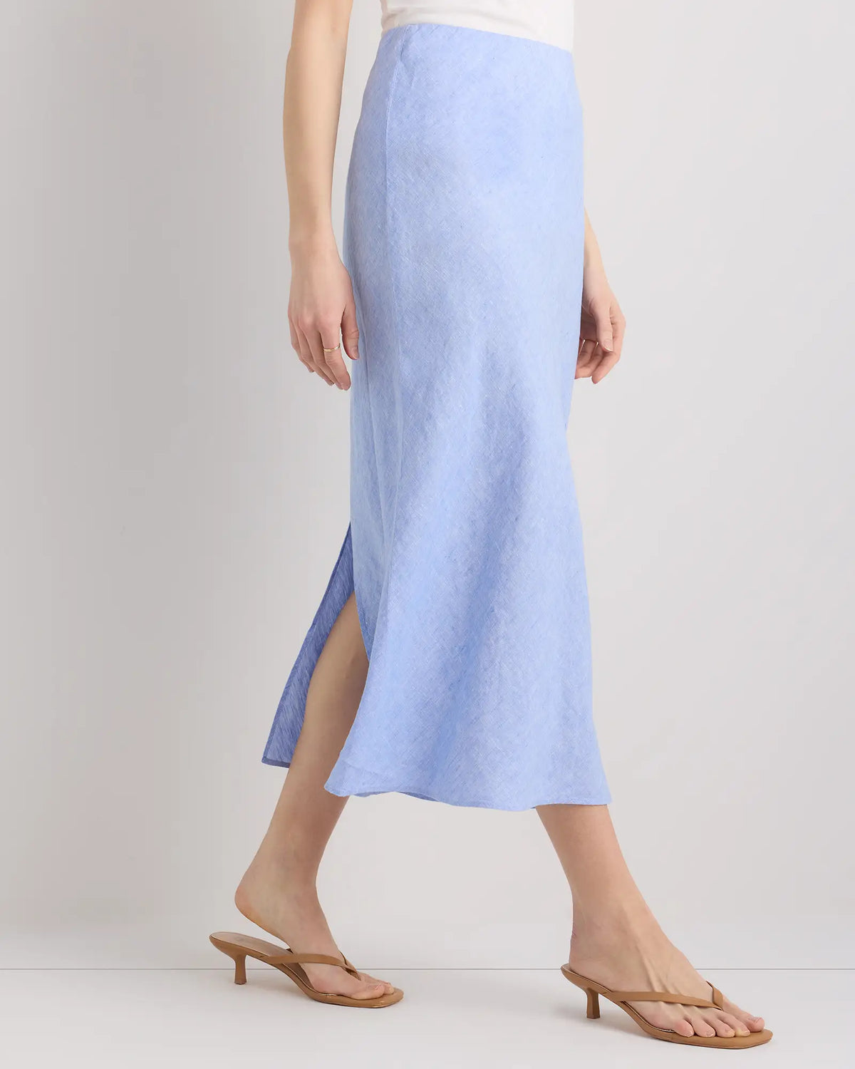 100% European Linen Midi Slip Skirt - US 6551