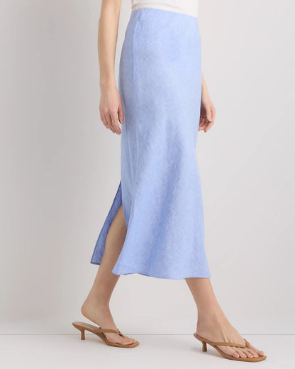 100% European Linen Midi Slip Skirt - US 6551