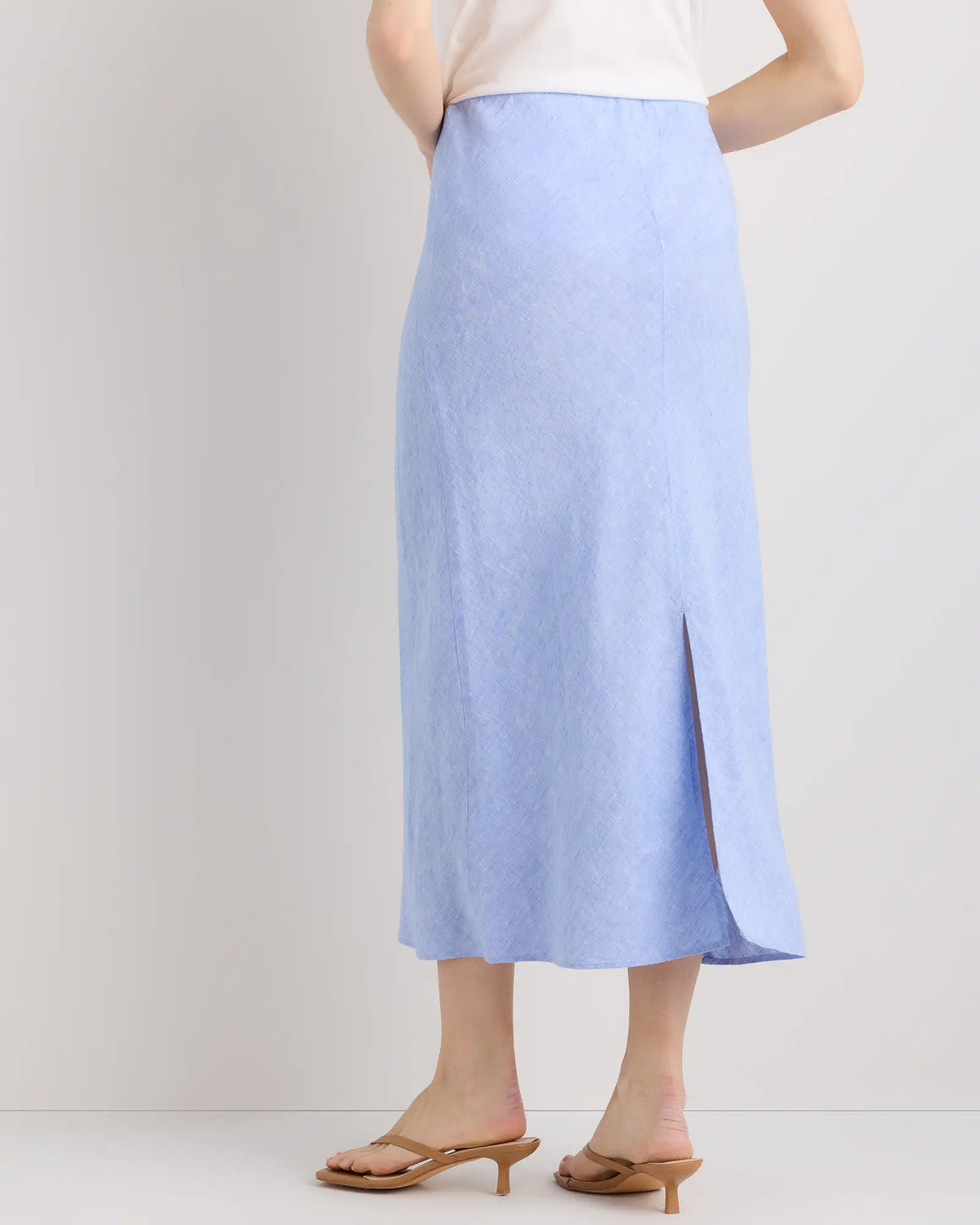 100% European Linen Midi Slip Skirt - US 6551