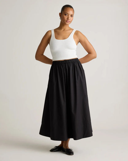 100% Organic Cotton Poplin A-line Maxi Skirt - US 9286