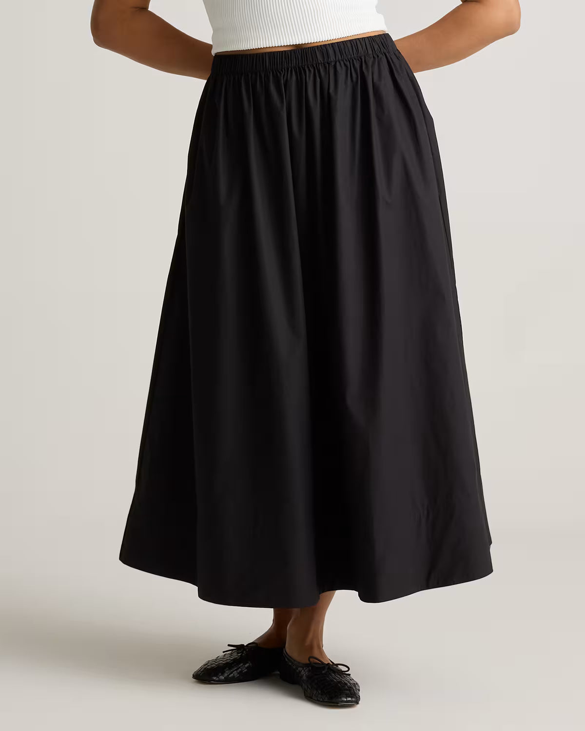 100% Organic Cotton Poplin A-line Maxi Skirt - US 9286