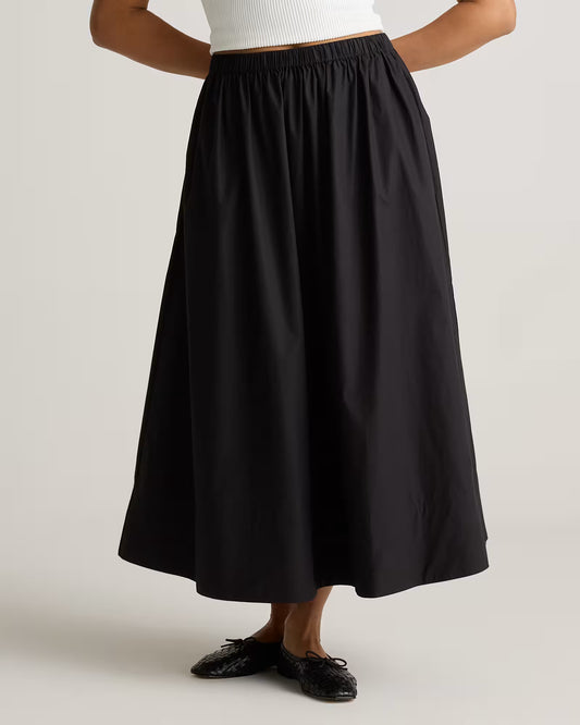 100% Organic Cotton Poplin A-line Maxi Skirt - US 9286