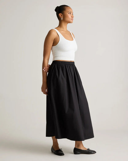 100% Organic Cotton Poplin A-line Maxi Skirt - US 9286