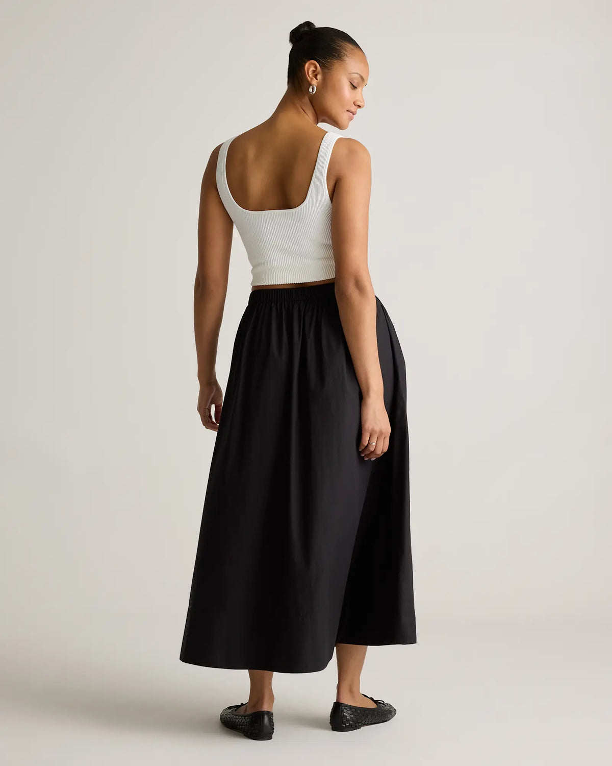 100% Organic Cotton Poplin A-line Maxi Skirt - US 9286