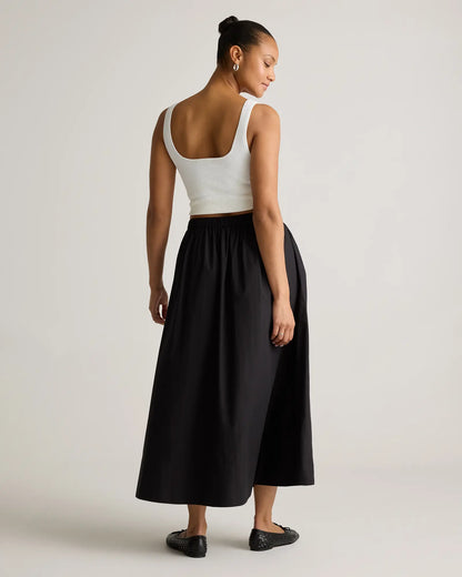 100% Organic Cotton Poplin A-line Maxi Skirt - US 9286
