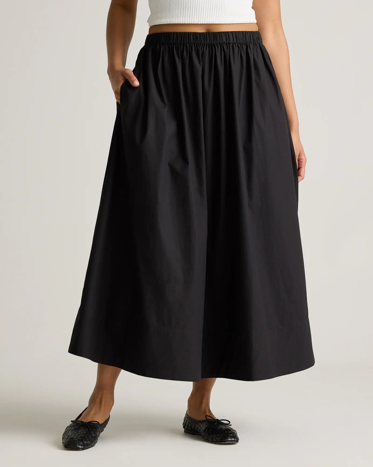 100% Organic Cotton Poplin A-line Maxi Skirt - US 9286