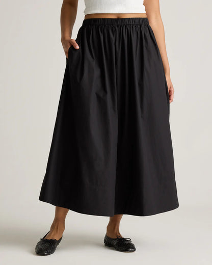 100% Organic Cotton Poplin A-line Maxi Skirt - US 9286