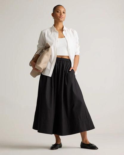 100% Organic Cotton Poplin A-line Maxi Skirt - US 9286