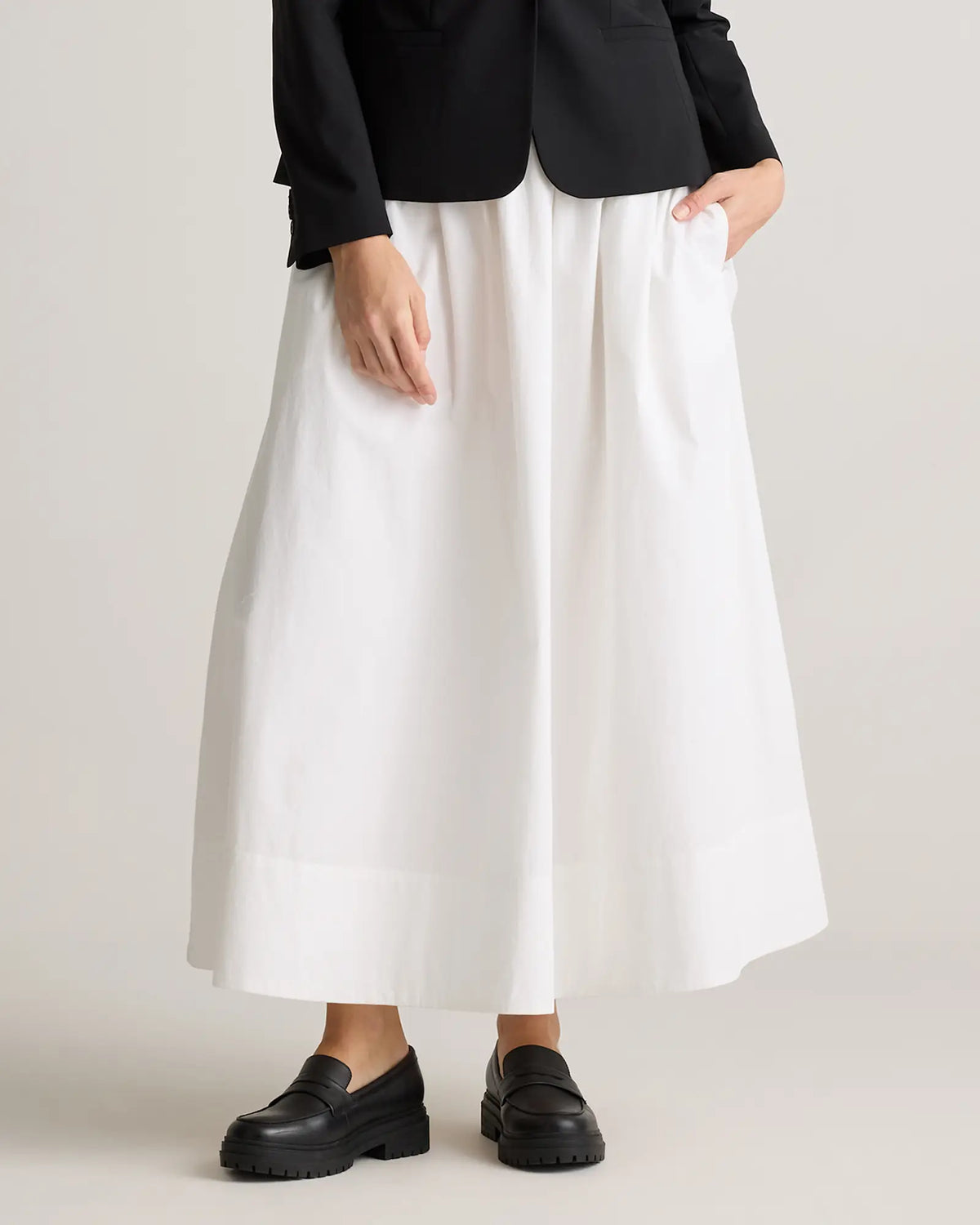 100% Organic Cotton Poplin A-line Maxi Skirt - US 2304