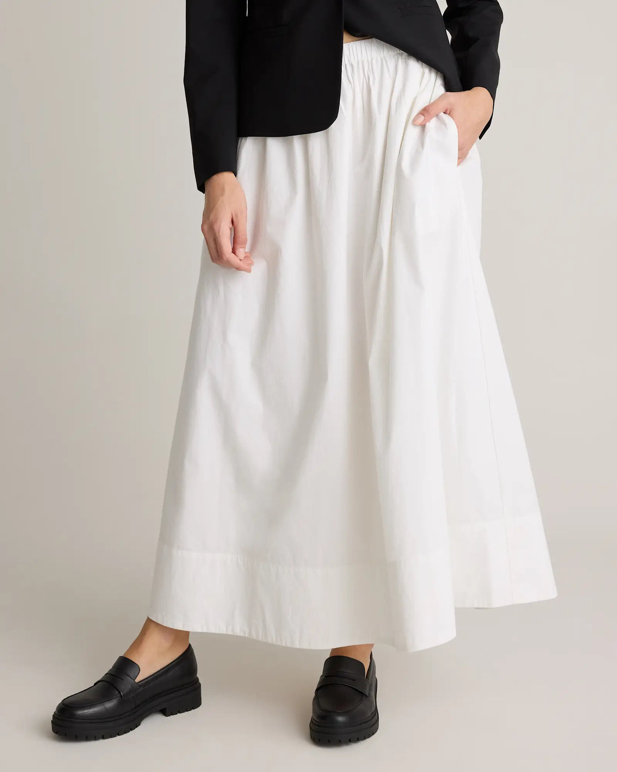100% Organic Cotton Poplin A-line Maxi Skirt - US 2304