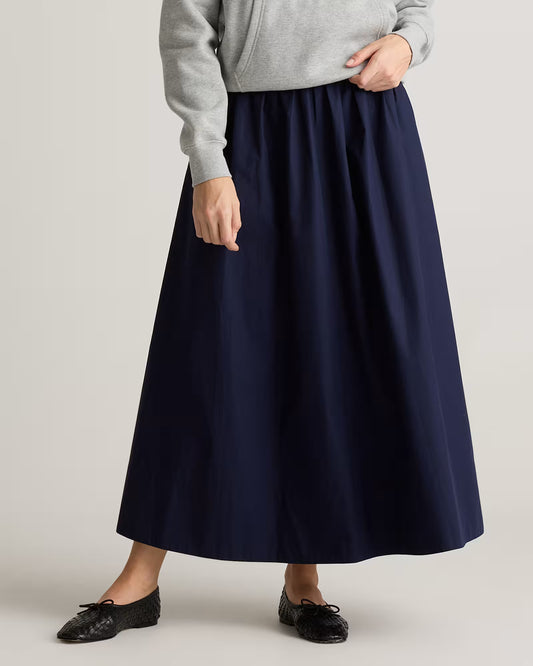 100% Organic Cotton Poplin A-line Maxi Skirt - US 1305