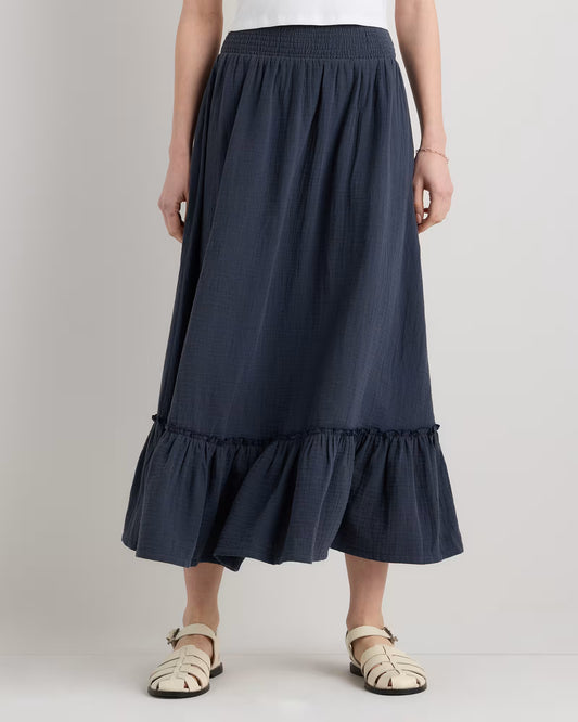 100% Organic Cotton Gauze Smocked Maxi Skirt - US 4580