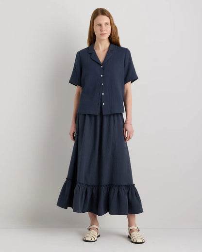 100% Organic Cotton Gauze Smocked Maxi Skirt - US 4580