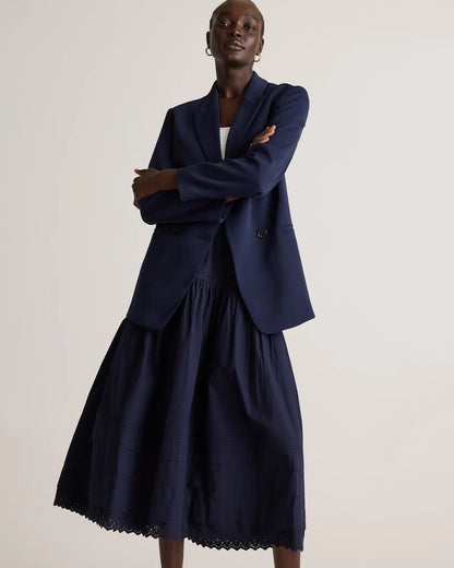 100% Organic Cotton Poplin Pintuck Maxi Skirt - US 9485