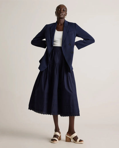 100% Organic Cotton Poplin Pintuck Maxi Skirt - US 9485