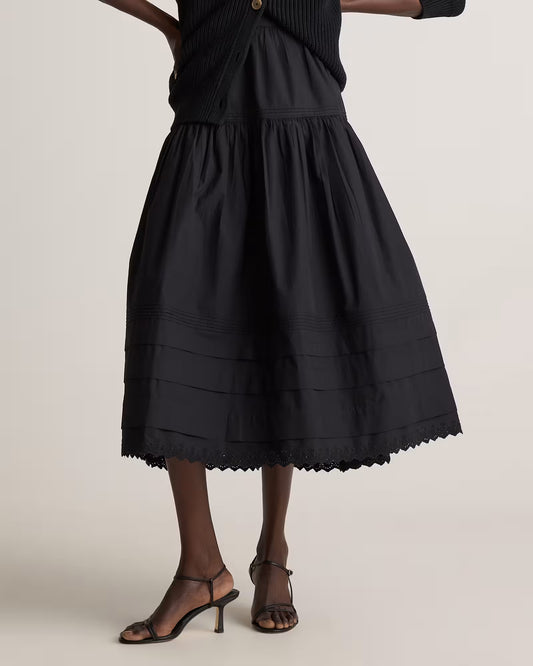 100% Organic Cotton Poplin Pintuck Maxi Skirt - US 2641