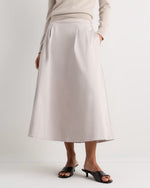Organic Cotton Sateen A-line Midi Skirt - US 3818