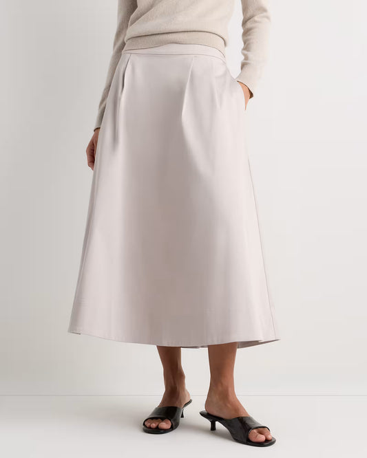 Organic Cotton Sateen A-line Midi Skirt - US 3818