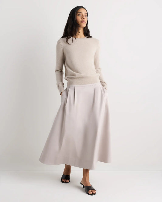 Organic Cotton Sateen A-line Midi Skirt - US 3818