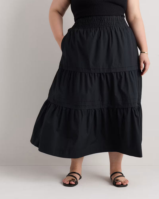 100% Organic Cotton Poplin Tiered Maxi Skirt - US 8654