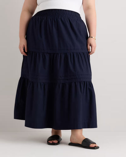 100% Organic Cotton Poplin Tiered Maxi Skirt - US 0531