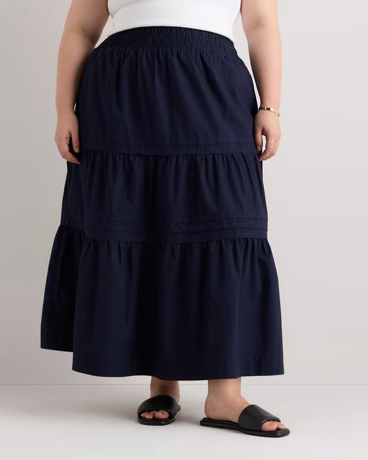100% Organic Cotton Poplin Tiered Maxi Skirt - US 0531