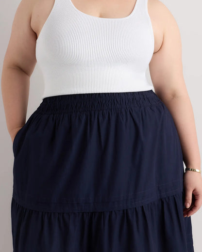 100% Organic Cotton Poplin Tiered Maxi Skirt - US 0531