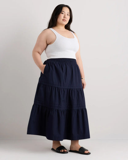 100% Organic Cotton Poplin Tiered Maxi Skirt - US 0531