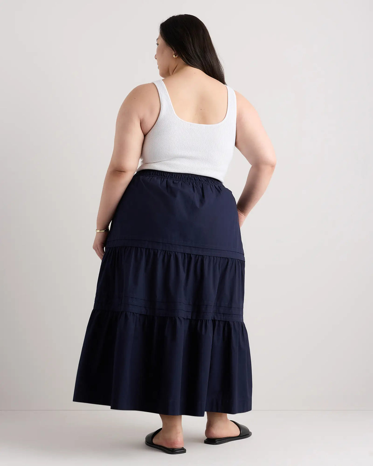 100% Organic Cotton Poplin Tiered Maxi Skirt - US 0531