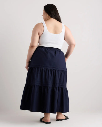 100% Organic Cotton Poplin Tiered Maxi Skirt - US 0531