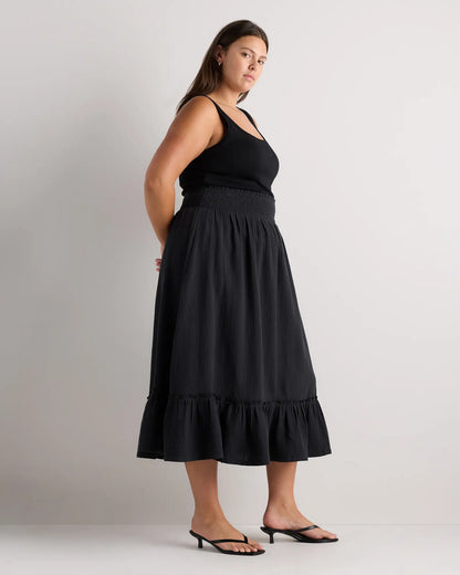 100% Organic Cotton Gauze Smocked Maxi Skirt - US 3377
