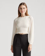 Chiffon Cropped Smocked Blouse - US 0285
