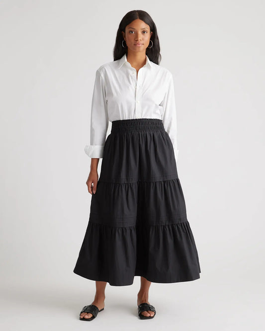 100% Organic Cotton Poplin Tiered Maxi Skirt - US 1961