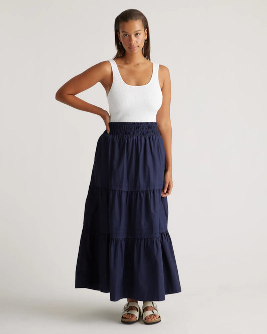 100% Organic Cotton Poplin Tiered Maxi Skirt - US 8736