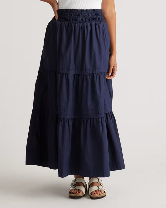 100% Organic Cotton Poplin Tiered Maxi Skirt - US 8736