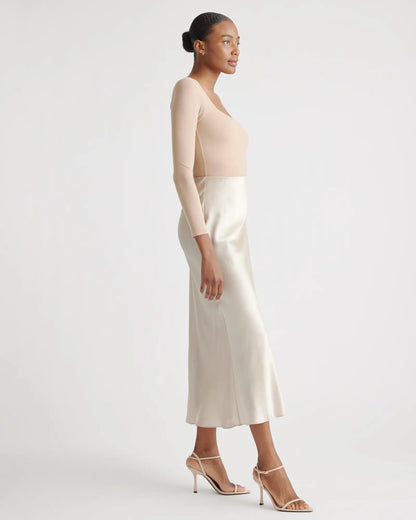 100% Washable Silk Maxi Skirt - US 4843