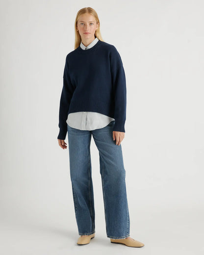100% Organic Cotton Boyfriend Crew Sweater - US 5277