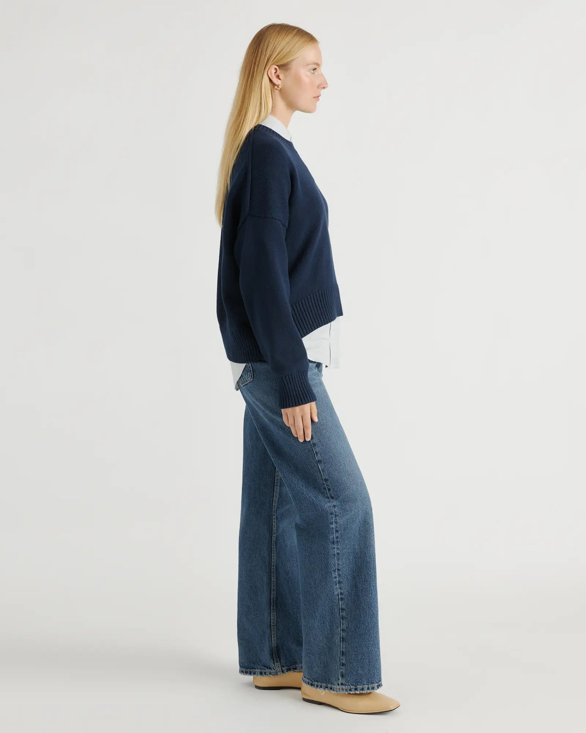 100% Organic Cotton Boyfriend Crew Sweater - US 5277
