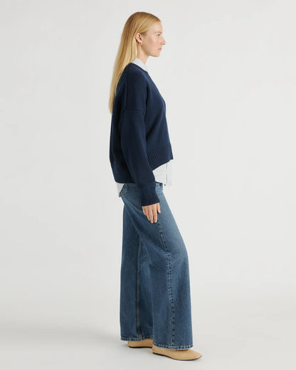 100% Organic Cotton Boyfriend Crew Sweater - US 5277