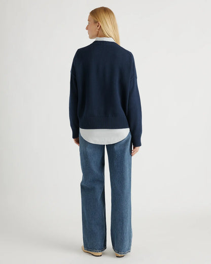 100% Organic Cotton Boyfriend Crew Sweater - US 5277