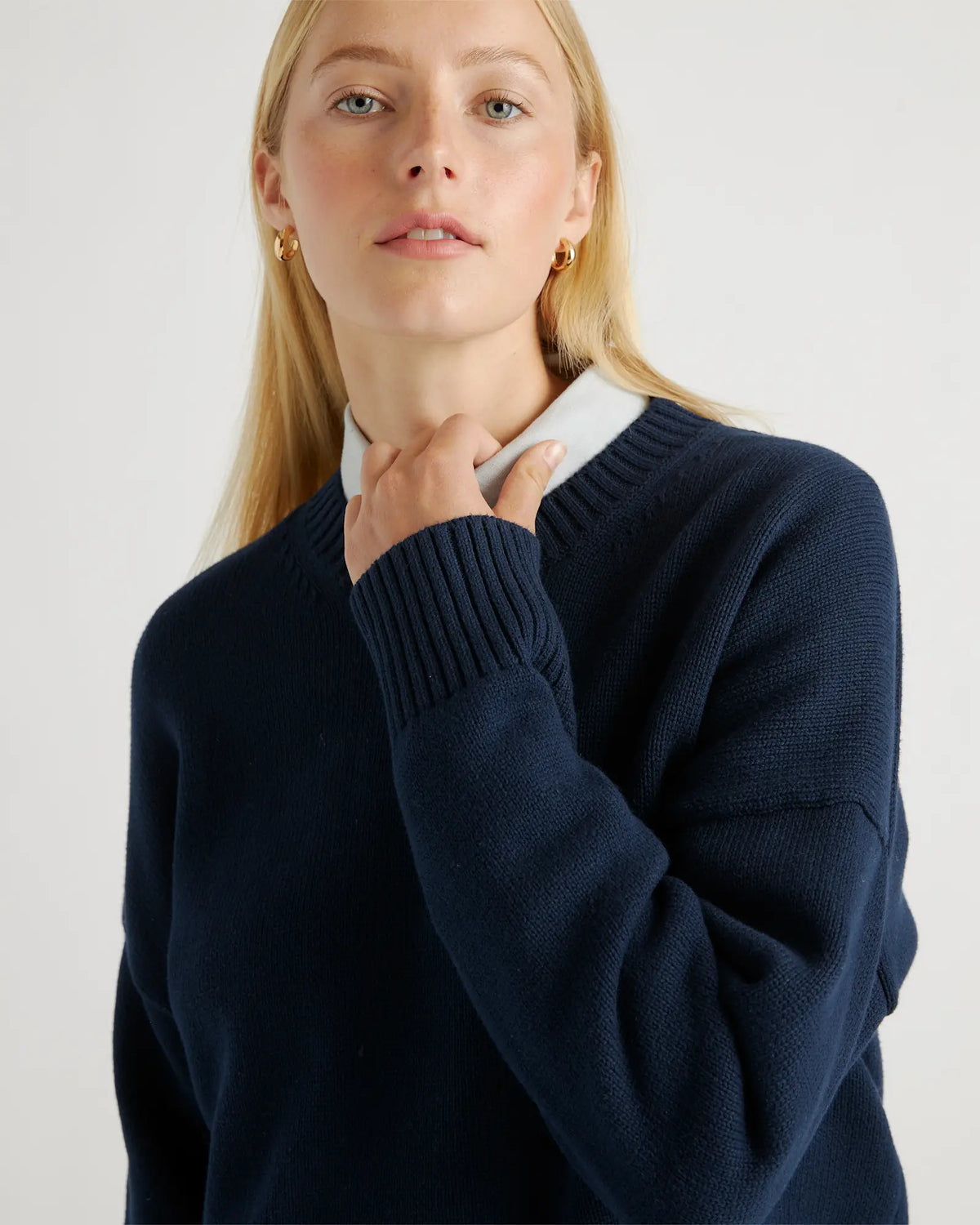 100% Organic Cotton Boyfriend Crew Sweater - US 5277