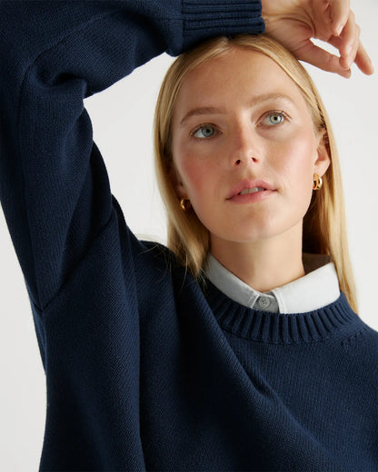 100% Organic Cotton Boyfriend Crew Sweater - US 5277
