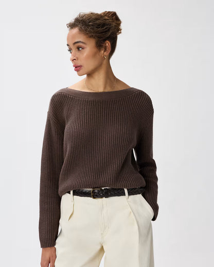100% Organic Cotton Fisherman Boatneck Sweater - US 1565