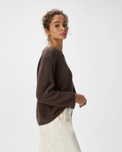 100% Organic Cotton Fisherman Boatneck Sweater - US 1565
