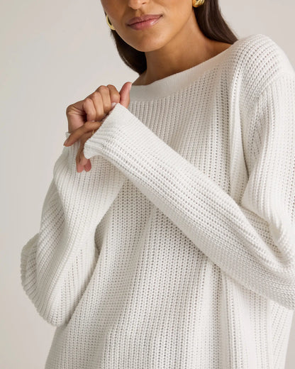 100% Organic Cotton Fisherman Boatneck Sweater - US 3898