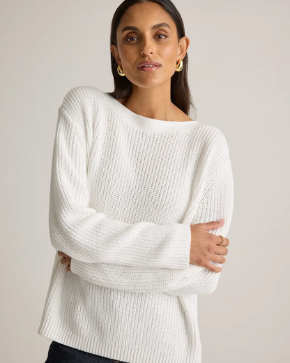 100% Organic Cotton Fisherman Boatneck Sweater - US 3898